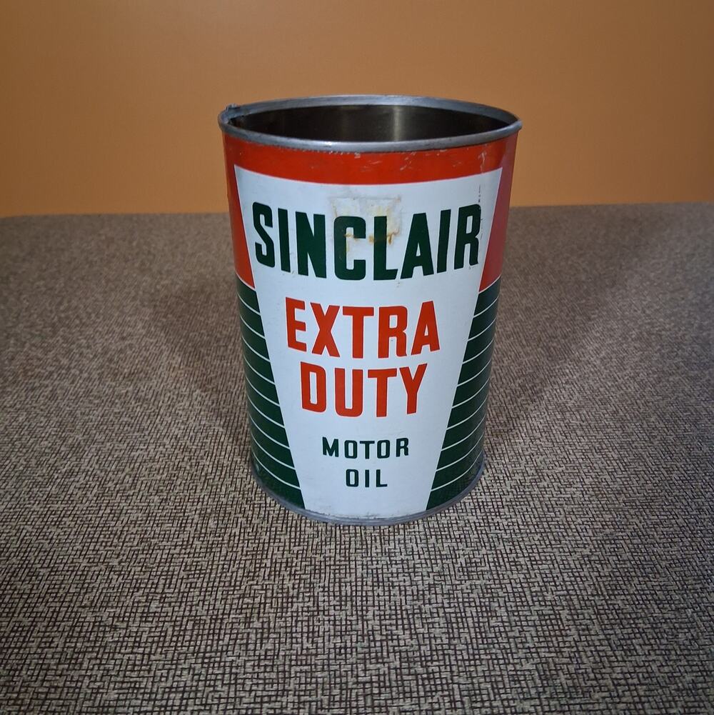 Vintage 1950s Sinclair Extra Duty Motor Oil Can Metal 1 Quart Empty